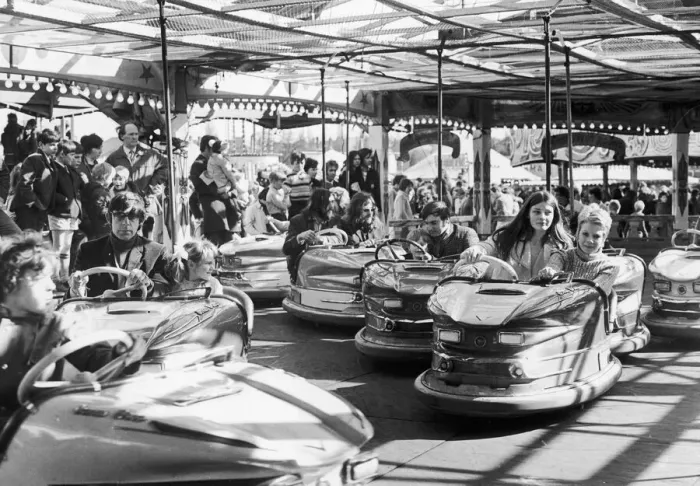 Framed Print : The Dodgems at the Easter Fair on Hearsall Common, Coventry 3rd April 1972