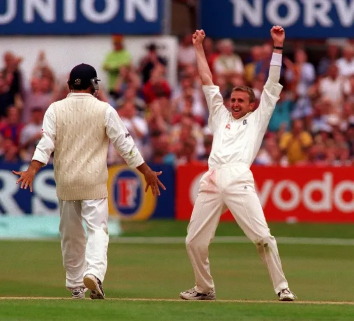 Framed Print : Dominic Cork England cricket player August 1998 celebrates after South Africa lose Framed Print : Dominic Cork England cricket player August 1998 celebrates after South Africa lose