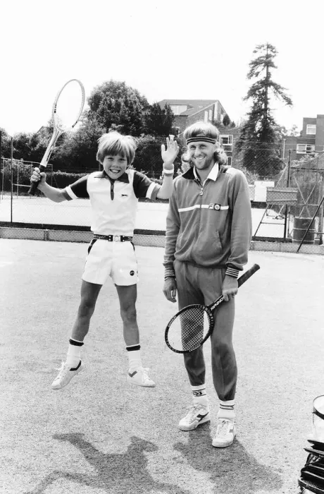 Framed Print : Dominic Coull pictured with World Champion Tennis Player Bjorn Borg June 1981 Framed Print : Dominic Coull pictured with World Champion Tennis Player Bjorn Borg June 1981