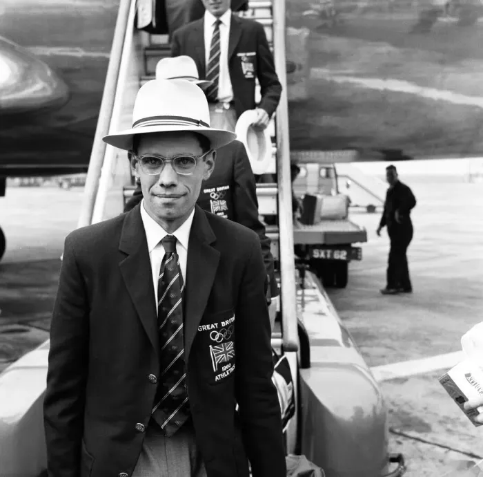 Framed Print : Don Thompson, British athlete, pictured on his return from the Olympic Games Framed Print : Don Thompson, British athlete, pictured on his return from the Olympic Games