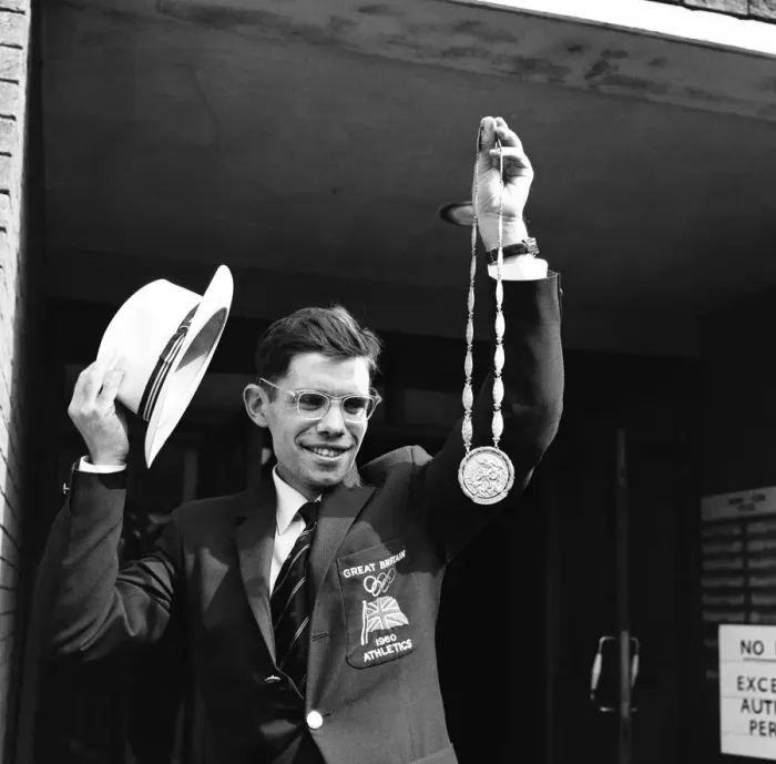 Framed Print : Don Thompson, British athlete, pictured on his return from the Olympic Games Framed Print : Don Thompson, British athlete, pictured on his return from the Olympic Games