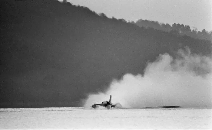 Framed Print : Donald Campbell & Bluebird K7 at Coniston Water, Friday 4th November 1966 Framed Print : Donald Campbell & Bluebird K7 at Coniston Water, Friday 4th November 1966