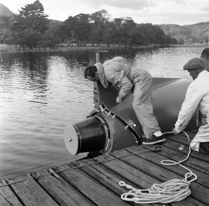 Framed Print : Donald Campbell, at Coniston Water, 24th October 1958 Framed Print : Donald Campbell, at Coniston Water, 24th October 1958