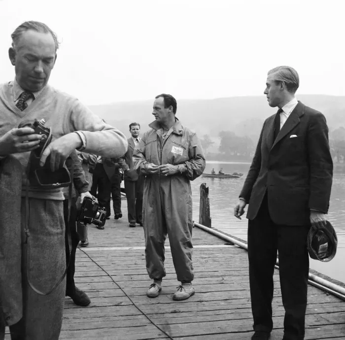 Framed Print : Donald Campbell, at Lake Coniston, 4th October 1956. It was revealed today