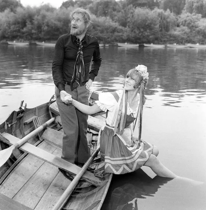 Framed Print : Donald Pleasence July 1969 actor holds the hand of actress Carol Wilson (23 Framed Print : Donald Pleasence July 1969 actor holds the hand of actress Carol Wilson (23