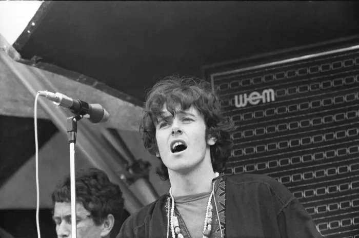 Framed Print : Donovan performing on stage at the 1967 National Jazz and Blues Festival at Royal