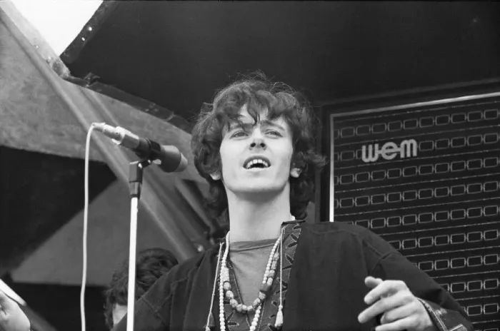 Framed Print : Donovan performing on stage at the 1967 National Jazz and Blues Festival at Royal Windsor