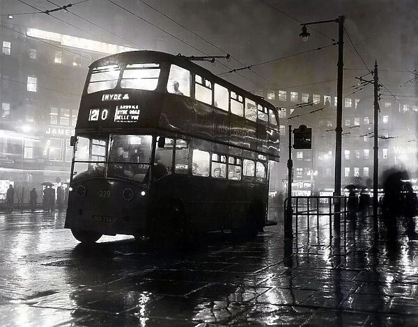 A Double Decker bus in Manchester during the Midday Smog November 1953
