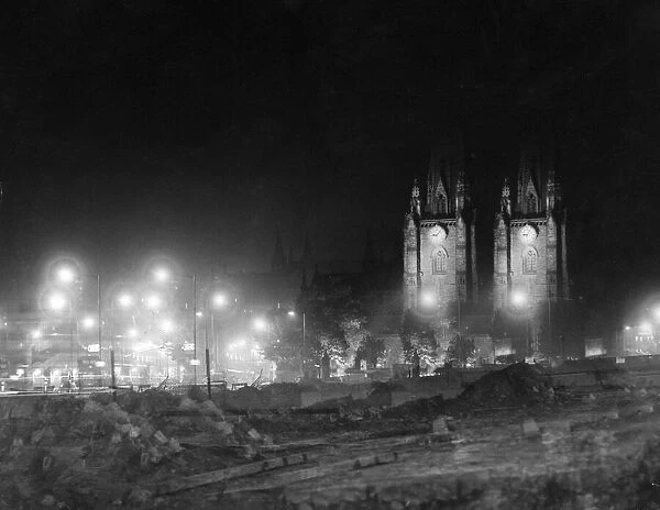 Double exposure photograph of The church of St Martin in the Bull Ring, Birmingham