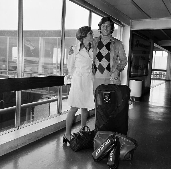 Doug McClelland, Dutch Open Champion, with wife Suzie, at London Heathrow Airport