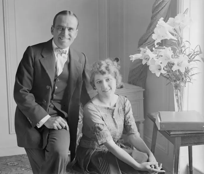 Framed Print : Douglas Fairbanks and Mary Pickford seen here in their suite at the Ritz Hotel Framed Print : Douglas Fairbanks and Mary Pickford seen here in their suite at the Ritz Hotel