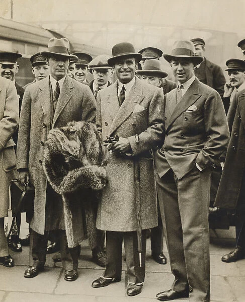 Douglas Fairbanks Senior, with United States golfers who arrived in London today