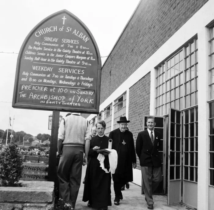 Framed Print : Dr. Cyril Garbett, the Archbishop of York visiting Butlins Holiday Camp, Filey