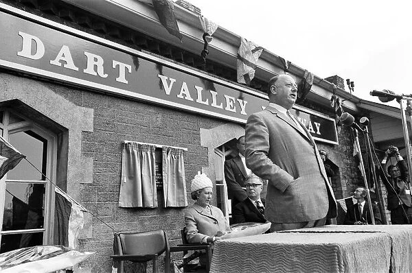 Dr Richard Beeching, Chairman of British Railways, reopens the Dart Valley Railway