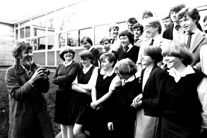 Framed Print : Former Dr Who actor Tom Baker at Heathfield Senior High School on 23rd November 1982