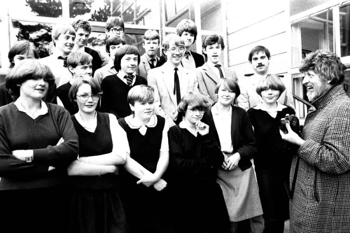 Framed Print : Former Dr Who actor Tom Baker at Heathfield Senior High School on 23rd November 1982