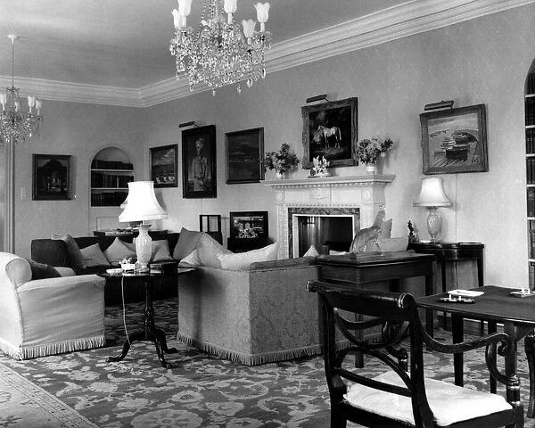 The drawing room at Chartwell House. The portrait of Lady Churchill on the left of