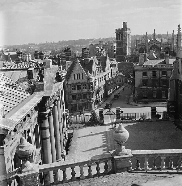 The dreaming spires of Oxford and the Bridge of Sighs seen from the roof of