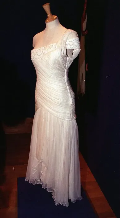Framed Print : A dress once owned by Princess Diana on show at auction house Christie