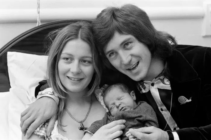 Framed Print : Drummer Kenney Jones of the Faces pop group with his wife Jan at the Welbeck Street