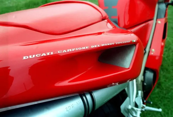 Framed Print : Ducati 748 Red motorbike