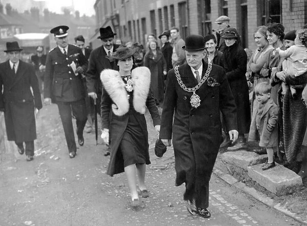 The Duchess of Gloucester toured bombed areas of Coventry after the Nazi air raids