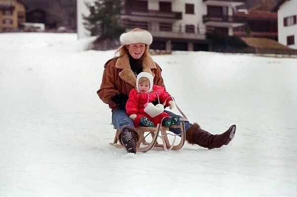 The Duchess of York and Princess Beatrice in Klosters, Switzerland, 21st January 1990