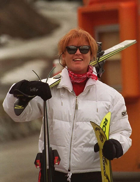 Duchess Of York Sarah Ferguson skiing in Switzerland
