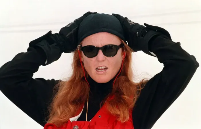 Framed Print : The Duchess of York Sarah Ferguson waits for the ski lift in the Swiss resort of Verbier Framed Print : The Duchess of York Sarah Ferguson waits for the ski lift in the Swiss resort of Verbier