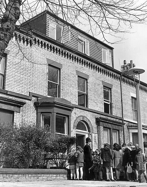 Ducie Street, Liverpool. England, April 1969, Locals gather to view 4 new Show flats that
