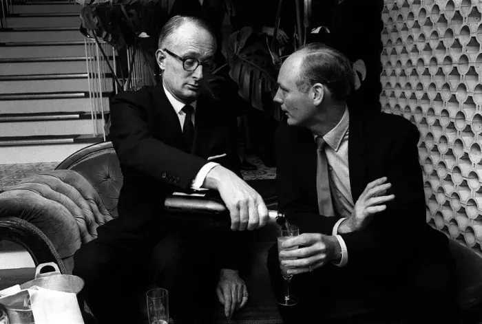 Framed Print : Duke of Bedford LEFT April 1963 Pictured drinking champagne during lunch with Lord Framed Print : Duke of Bedford LEFT April 1963 Pictured drinking champagne during lunch with Lord