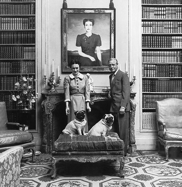 The Duke and Duchess of Windsor with their dogs Trooper and Disry at 4 Rue De L