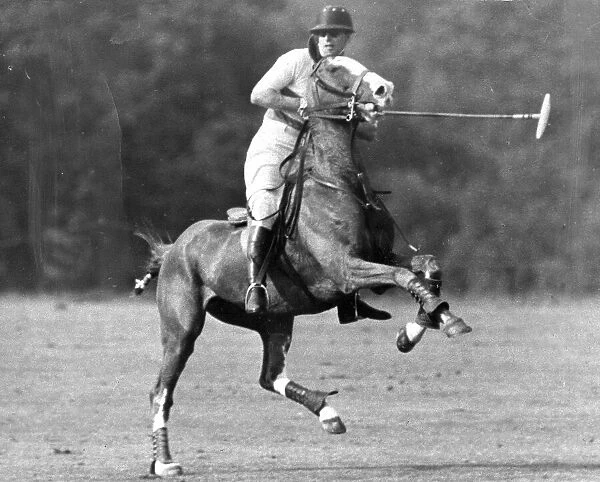 The Duke of Edinburgh in action playing polo - June 1958