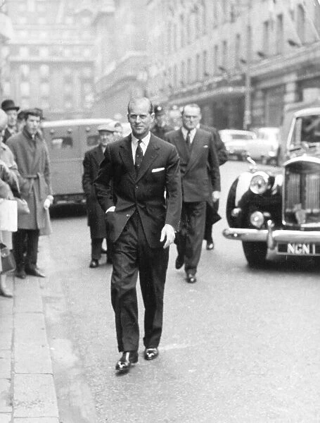 The Duke of Edinburgh arriving at a Lunch. May 1960