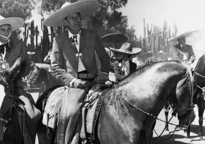 Framed Print : The Duke of Edinburgh in the costume of a Cowboy, when he broke his nine-day tour of Framed Print : The Duke of Edinburgh in the costume of a Cowboy, when he broke his nine-day tour of