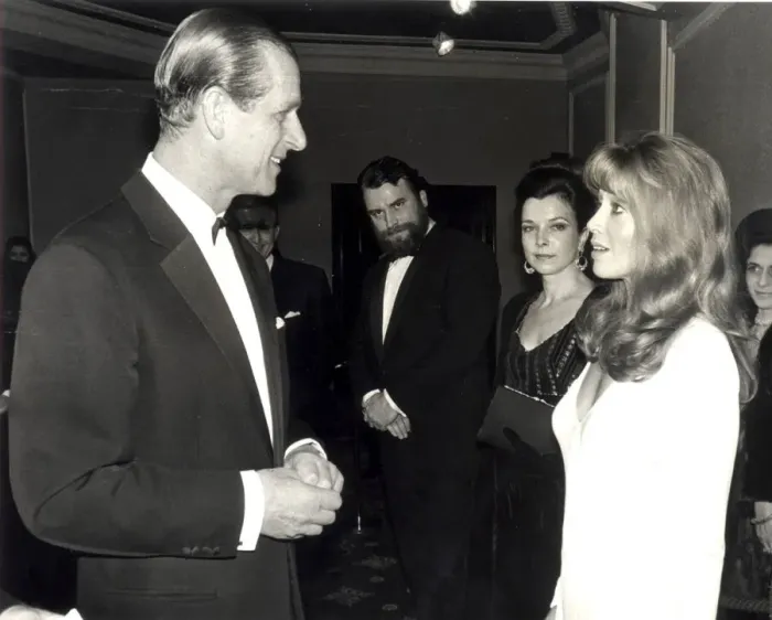 Framed Print : The Duke Of Edinburgh meets Prunela Scales and Brian Blessed. January 1971 Framed Print : The Duke Of Edinburgh meets Prunela Scales and Brian Blessed. January 1971