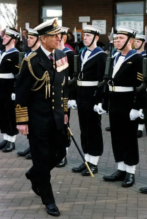 Framed Print : THE DUKE OF EDINBURGH. PRINCE PHILIP INSPECTING ROYAL NAVY TROOPS. MARCH 1993