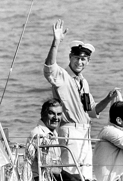 The Duke of Edinburgh. Prince Philip sailing his yacht