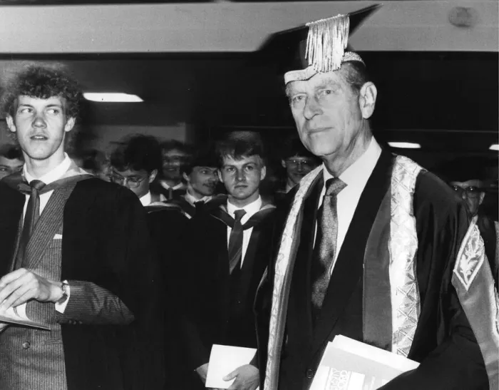 Framed Print : The Duke of Edinburgh. Prince Philip at Salford university to present degrees to students Framed Print : The Duke of Edinburgh. Prince Philip at Salford university to present degrees to students