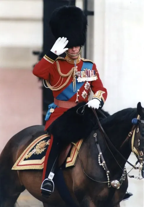 Framed Print : The Duke of Edinburgh. Prince Philip saluting on horse back, in full uniform. June 1994 Framed Print : The Duke of Edinburgh. Prince Philip saluting on horse back, in full uniform. June 1994