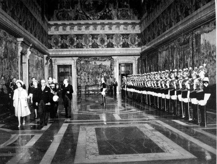 Framed Print : The Duke of Edinburgh. THE QUEEN AND PRINCE PHILIP DURING A ROYAL VISIT TO ITALY