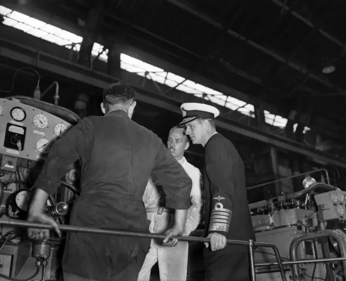 Framed Print : The Duke of Edinburgh is at Vickers Armstrongs yard at Barrow-in-Furness to lay the keel