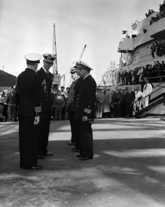 Framed Print : The Duke of Edinburgh is at Vickers Armstrongs yard at Barrow-in-Furness to lay the keel Framed Print : The Duke of Edinburgh is at Vickers Armstrongs yard at Barrow-in-Furness to lay the keel