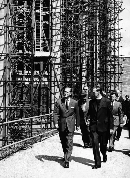 Framed Print : The Duke of Edinburgh walking around Coventry Cathedral with the Provost. 15th July 1960 Framed Print : The Duke of Edinburgh walking around Coventry Cathedral with the Provost. 15th July 1960