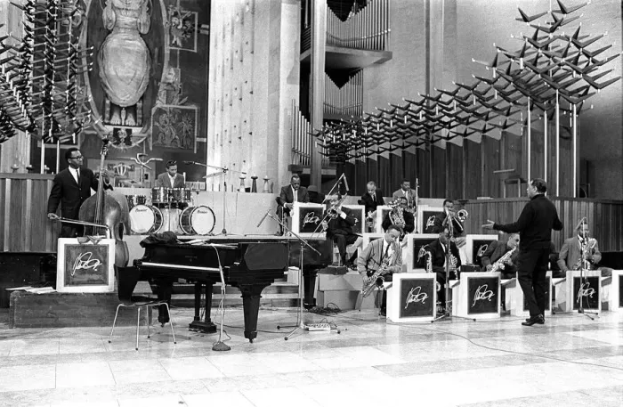 Framed Print : Duke Ellington and Orchestra February 1966 recorded a concert for ABC Television in Framed Print : Duke Ellington and Orchestra February 1966 recorded a concert for ABC Television in