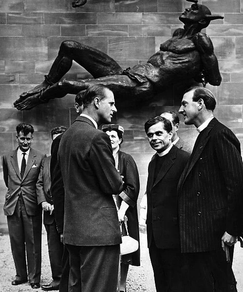 The Duke talking with the Rev. Simon Phipps at Coventry Cathedral