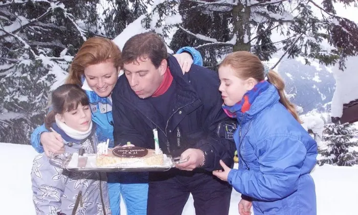 Framed Print : The Duke of York blows out birthday candles February on the chocolate cake given to Framed Print : The Duke of York blows out birthday candles February on the chocolate cake given to