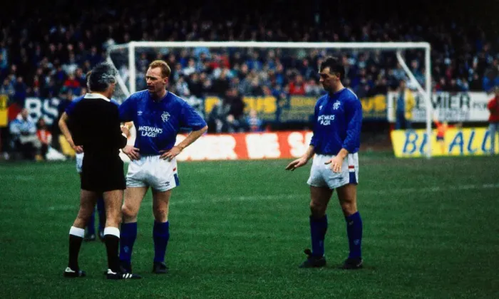 Framed Print : Dunfermline Athletic versus Rangers: Referee talks to John Brown Graham Roberts in Framed Print : Dunfermline Athletic versus Rangers: Referee talks to John Brown Graham Roberts in