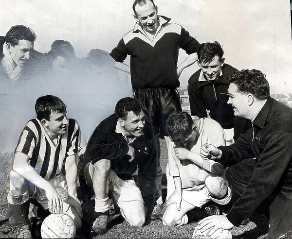 Dunfermline FC Feb 1961 Jock Stein and players McDonald Peebles (standing right