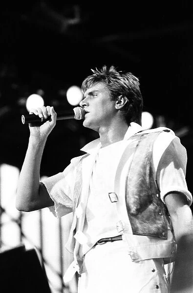 Duran Duran in Concert at Villa Park, Birmingham, Saturday 23rd July 1983. Simon Le Bon